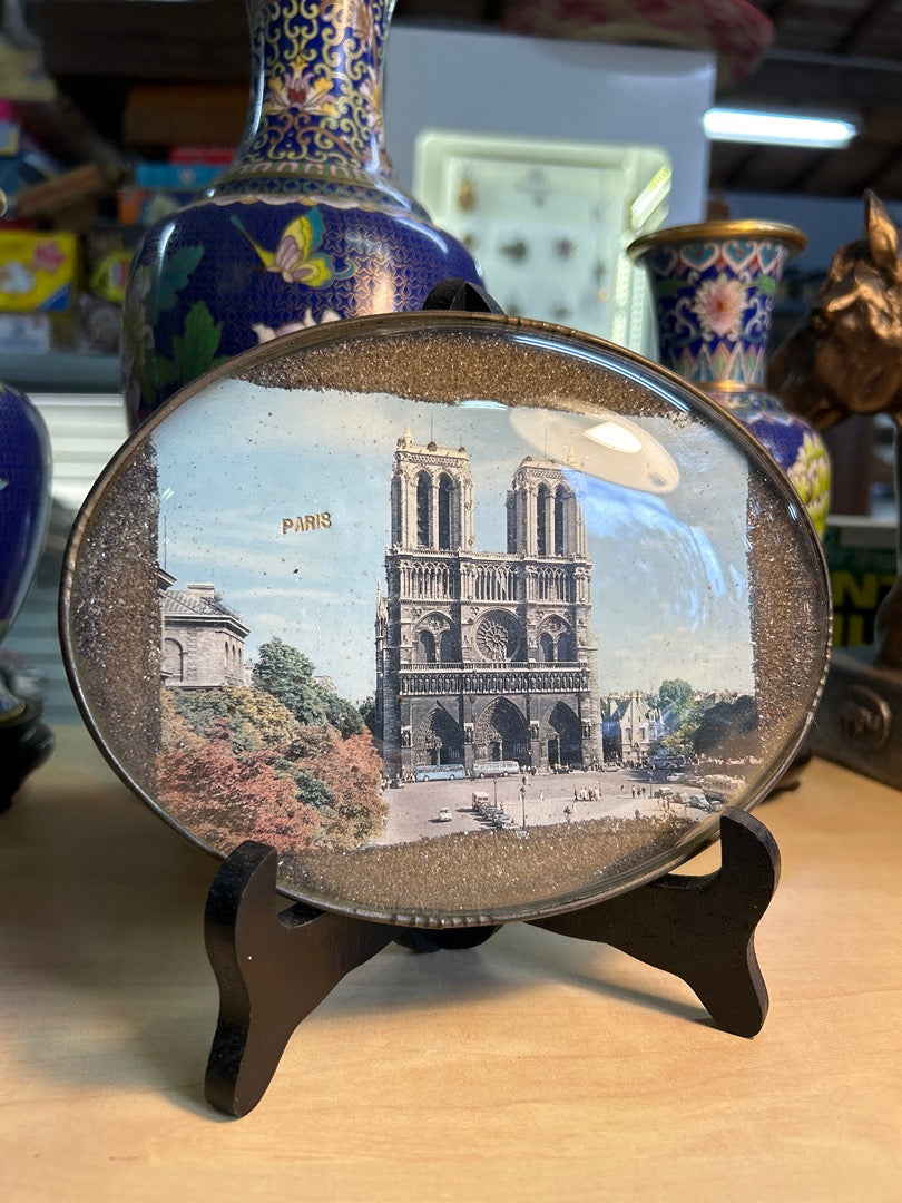 Cadre Ovale Souvenir Notre-dame de Paris Verre Bombé