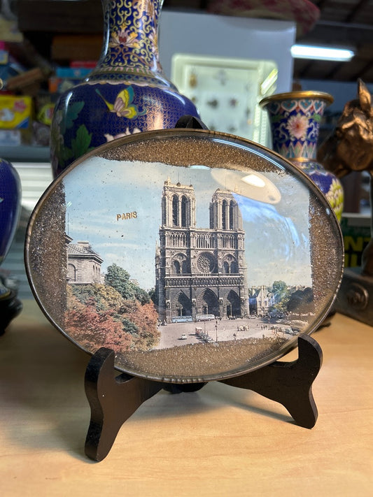 Cadre Ovale Souvenir Notre-dame de Paris Verre Bombé