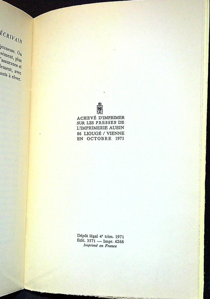 Livre Jean Guéhenno – Carnets du vieil écrivain – Littérature – Édition 1971