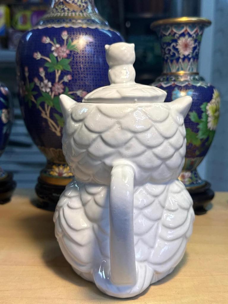 Théière Hiboux Céramique Porcelaine Blanc