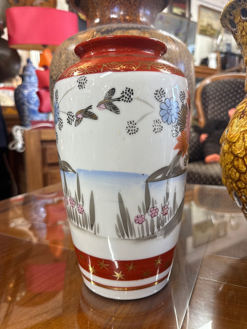 Vase Kutani – Porcelaine – Ornements – Rouge et or