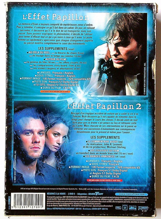Coffret Dvd L'effet Papillon 1 & 2 métropolitain