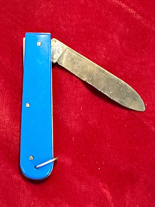 Couteau pliant – Vintage – Camping – Manche bleu