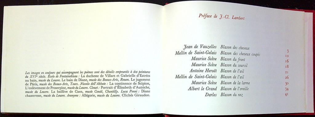 Livre – Les Blasons du corps féminin – Littérature – Poésie