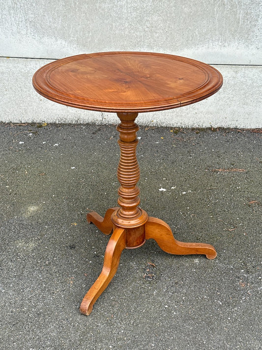 Guéridon – Vintage – Ornement – Bois massif pied central