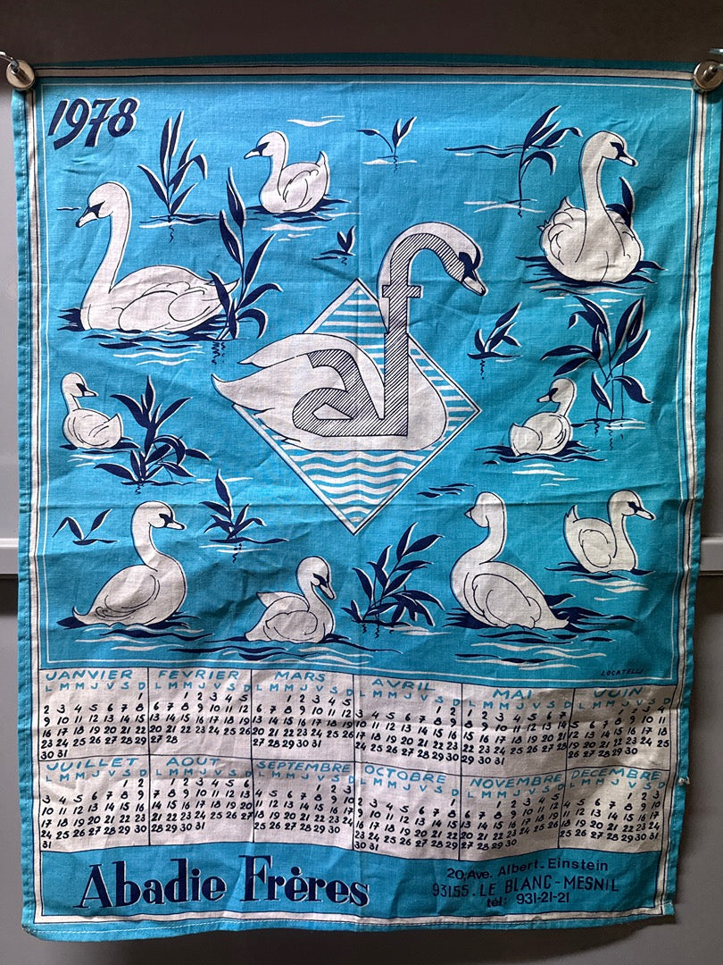 Calendrier Abadie Frères – Torchon vintage 1978