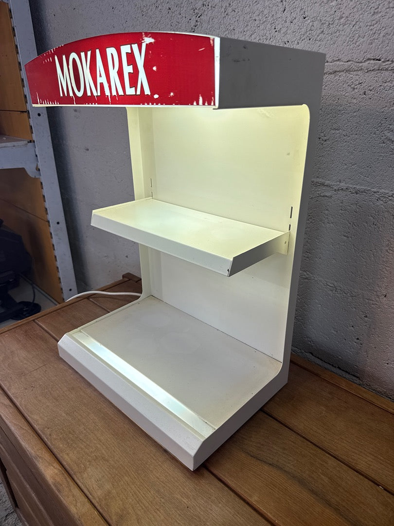 Présentoir publicitaire Mokarex – Meuble lumineux vintage