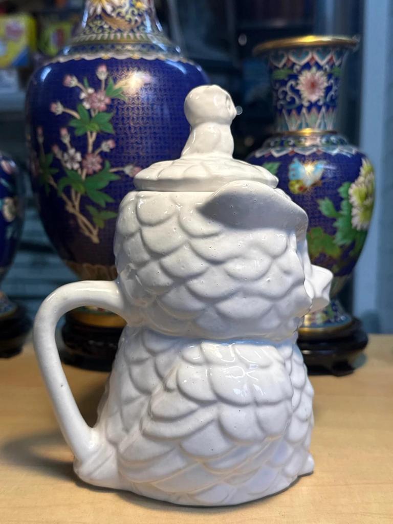 Théière Hiboux Céramique Porcelaine Blanc