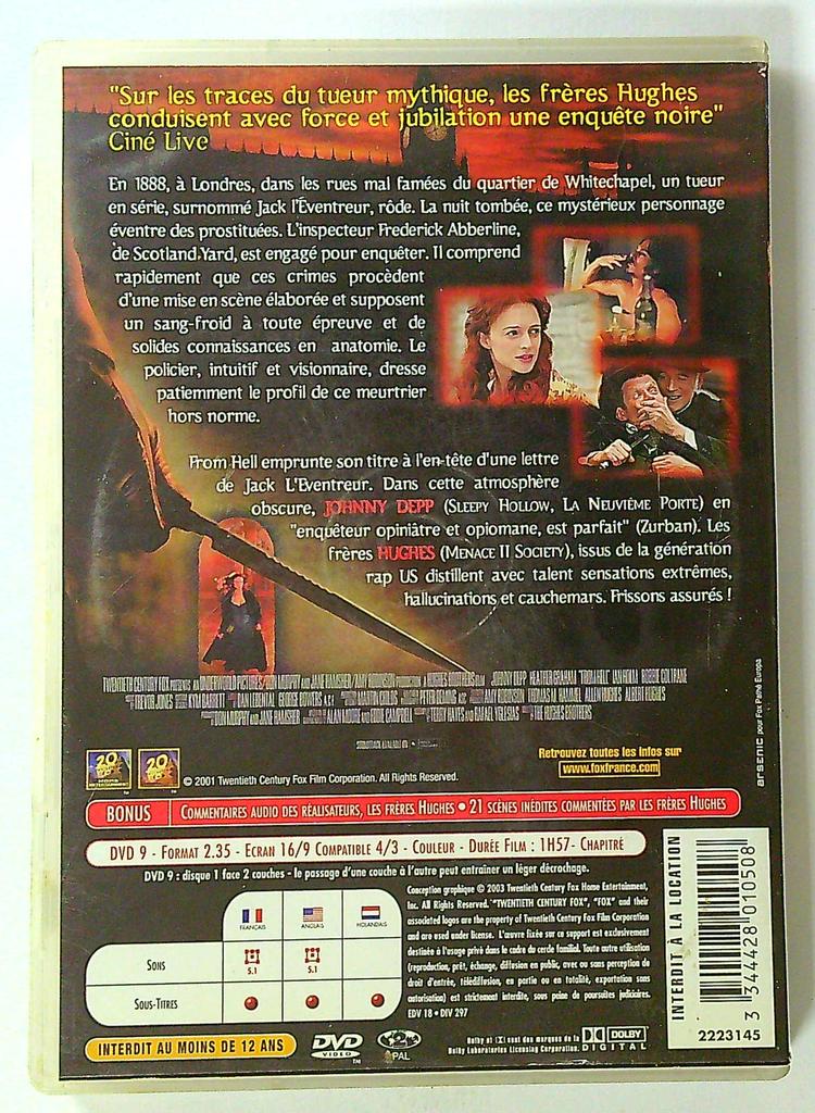 Dvd From Hell avec Johnny Depp et Heather Graham