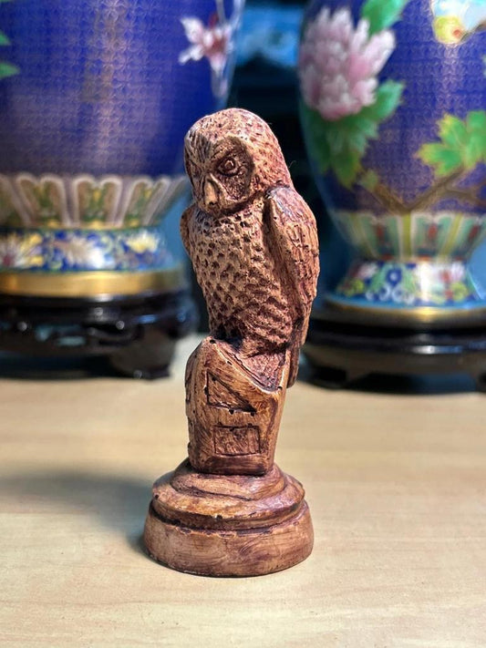 Figurine Chouette / hibou Vintage Décoration Imitation Bois