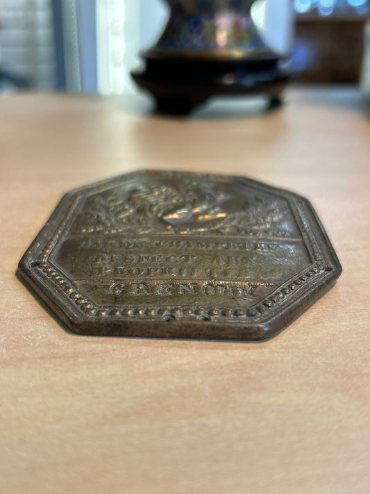 Plaque de garde champêtre – Grenoux – Plaque – Bronze de collection