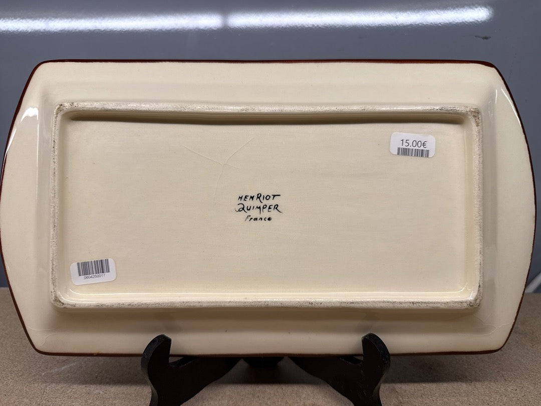 Plat de service – Henriot Quimper – Vaisselle – Faïence peinte jaune marron