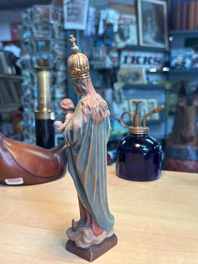 Statuette – Vierge Marie À L'enfant – Sculpture En Bois