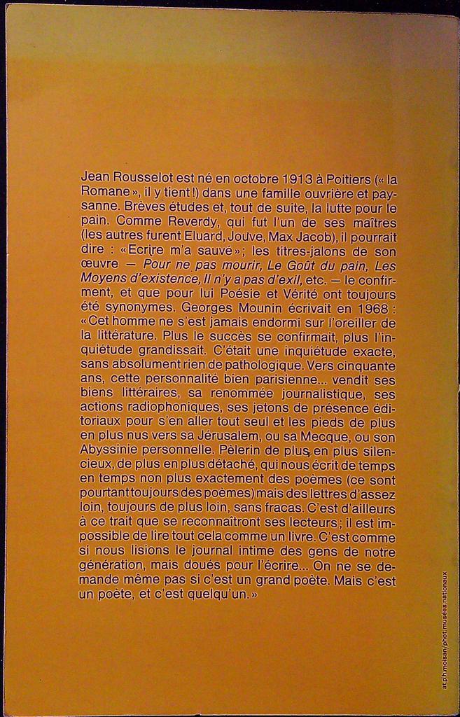 Livre – Seghers – Littérature – Jean Rousselot Dédicacé