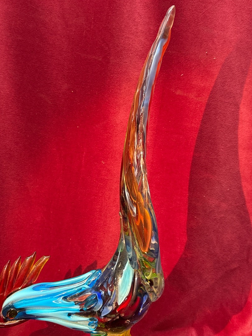 Grande sculpture coq en verre de Murano multicolore