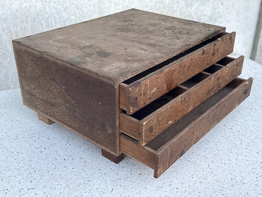 Organiseur à tiroirs – Vintage – Rangement – Bois brut