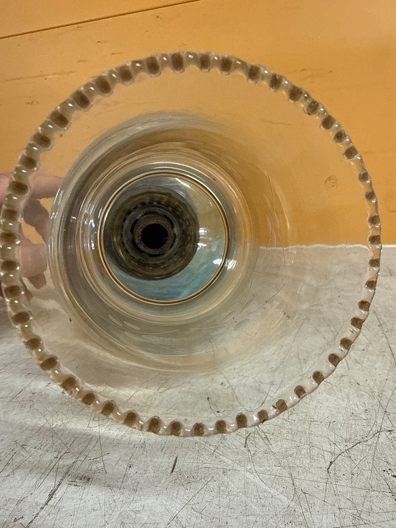 Lampe à pétrole – Ancien modèle en verre bleu et métal