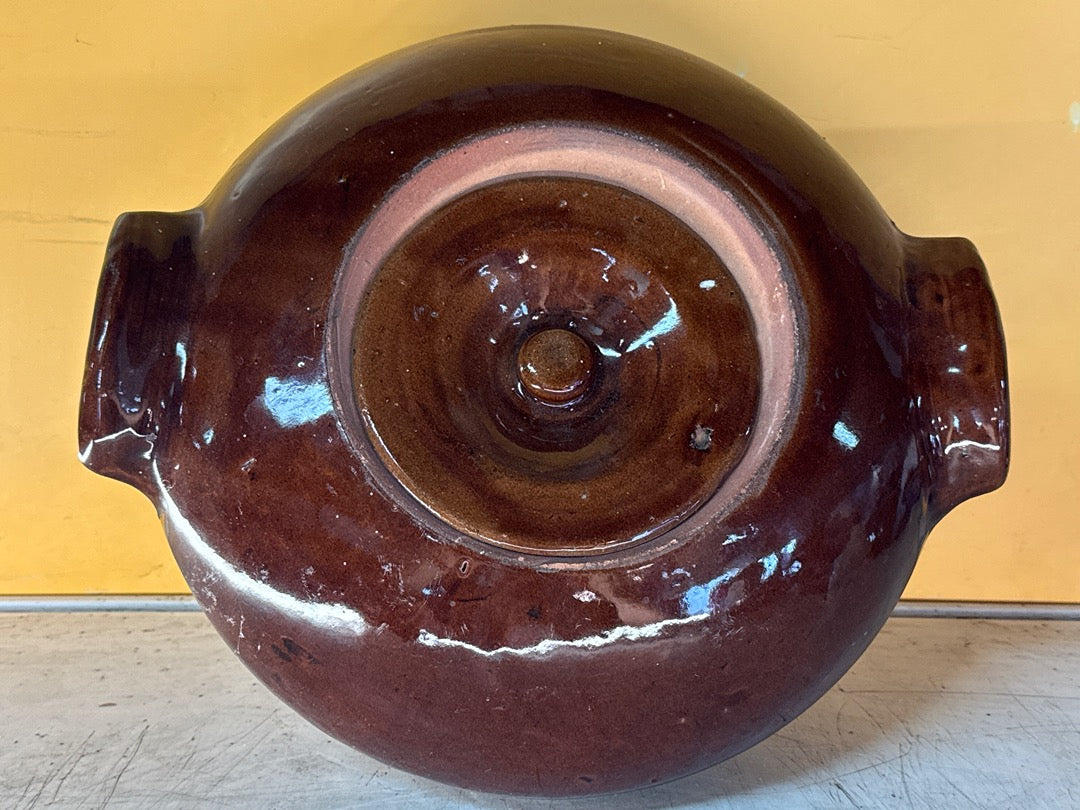 Cocotte vintage en terre cuite – Marron vernissé