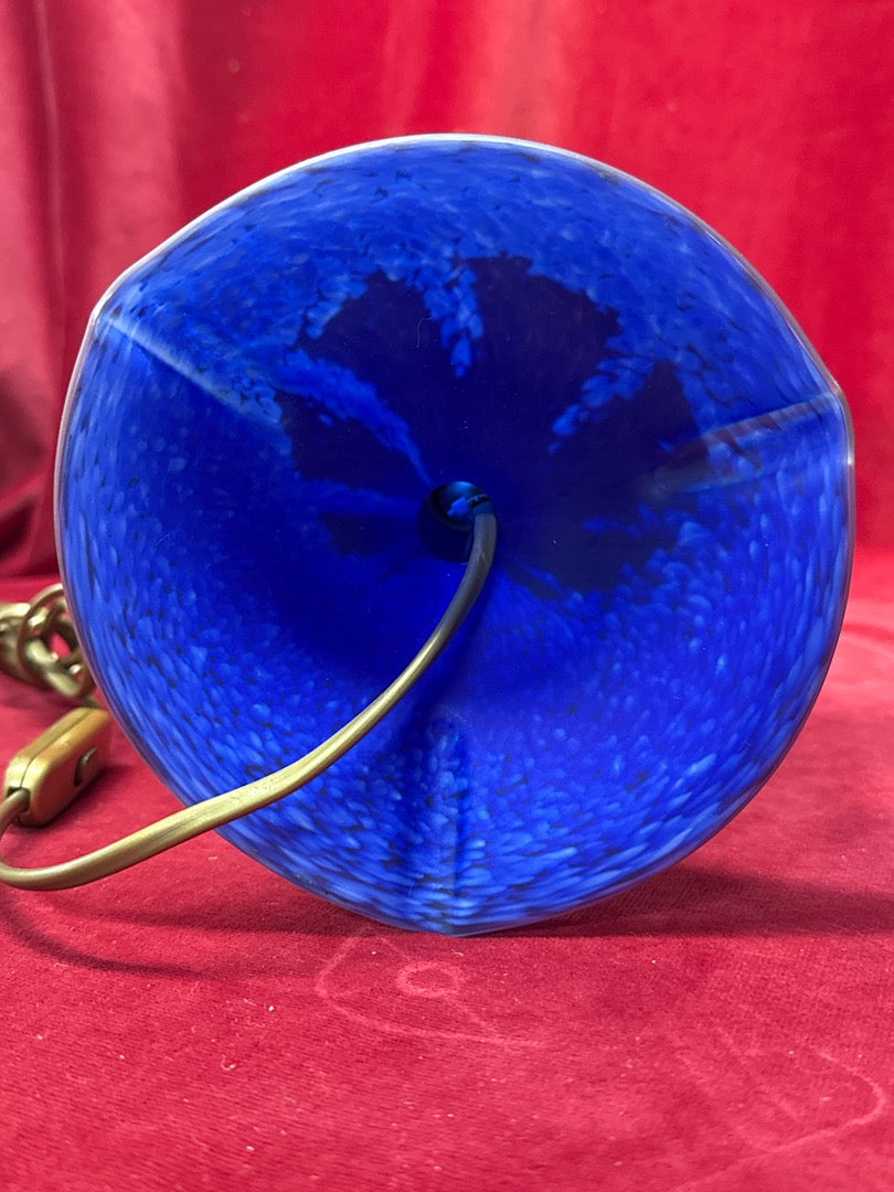 Lampe champignon verre pâte de verre bleu Art Nouveau