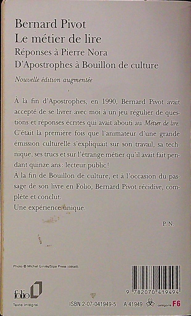 Livre - Folio - Non-fiction - Le Métier De Lire