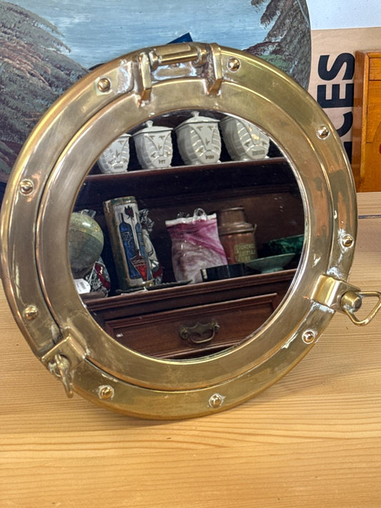 Miroir hublot – Vintage – Décoration – Laiton doré marin