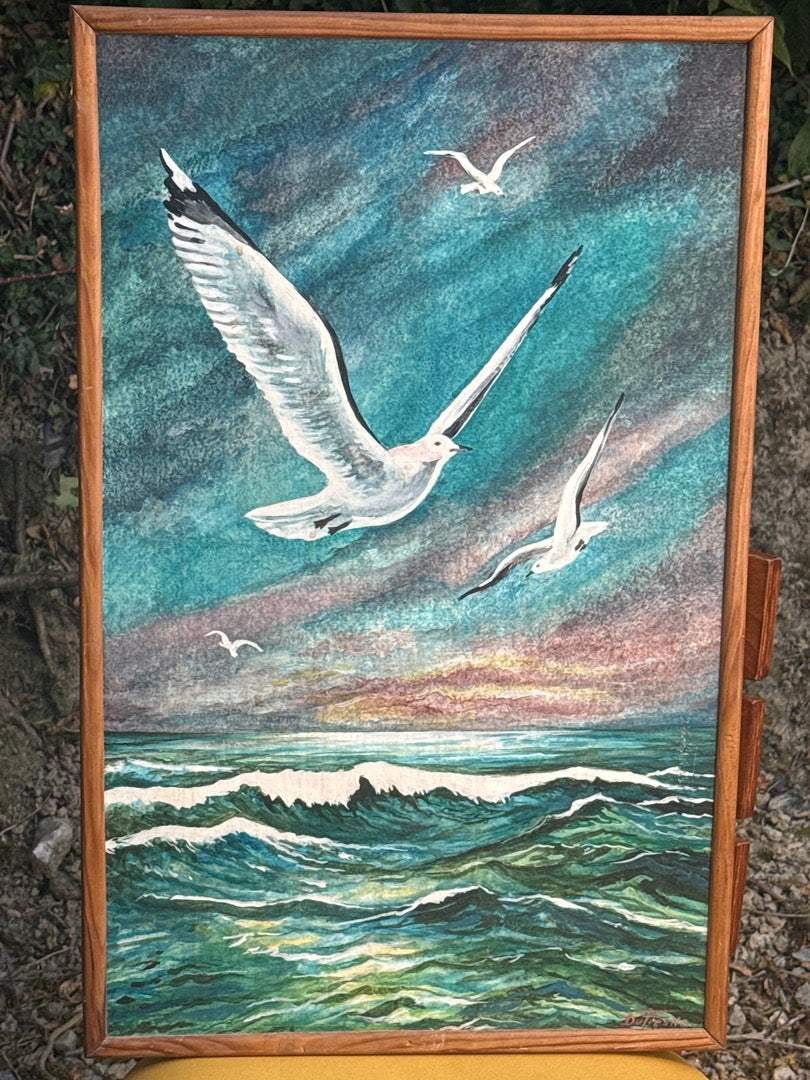 Tableau – Dufresne – Peinture – Marine et mouettes