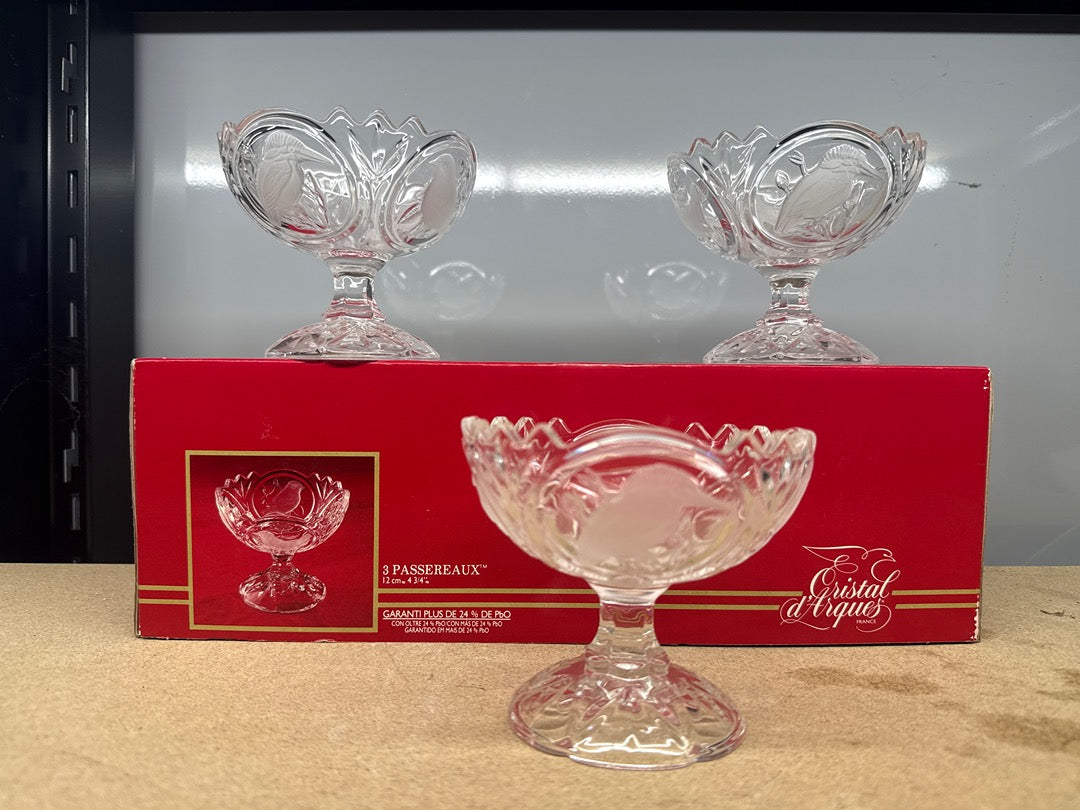 Coupes – Cristal d'arques – Service – Lot de 3 oiseaux