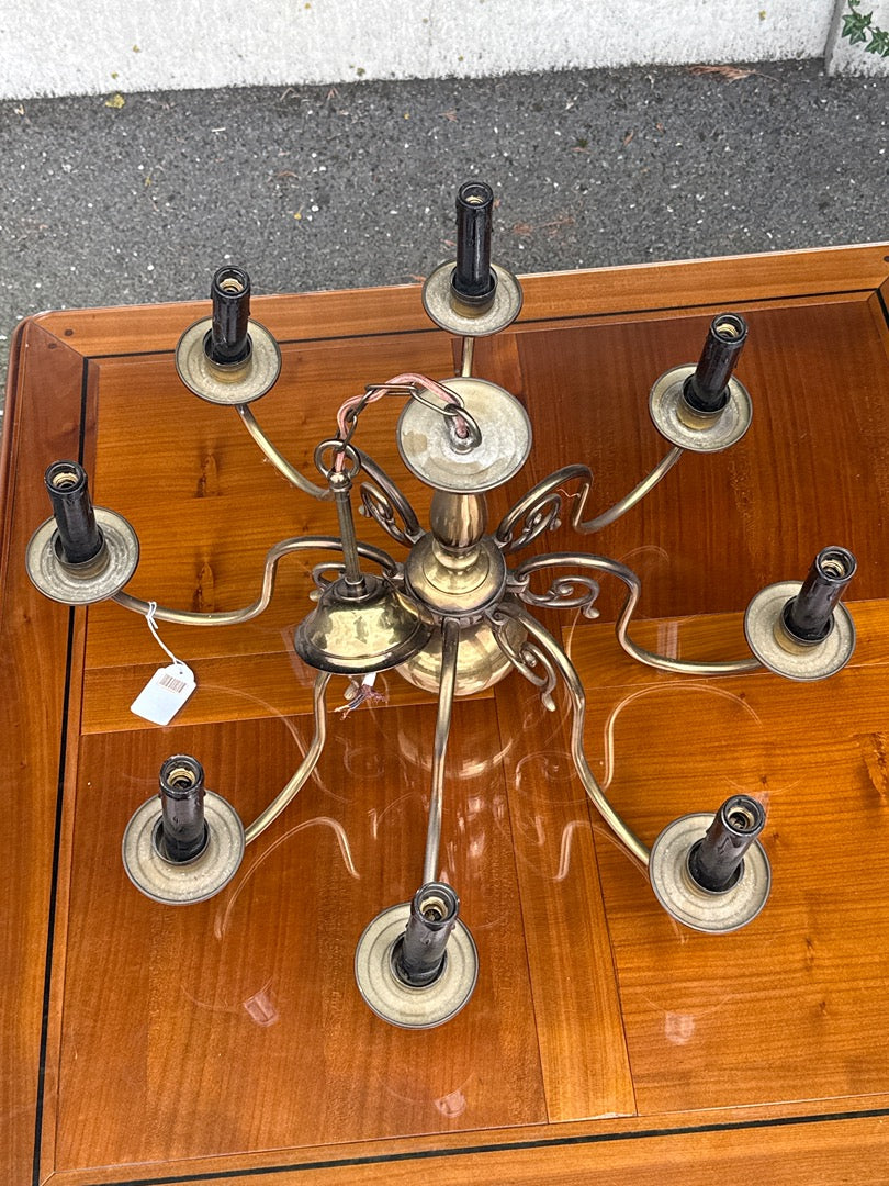 Lustre – Vintage – Luminaire – 8 bras en laiton doré