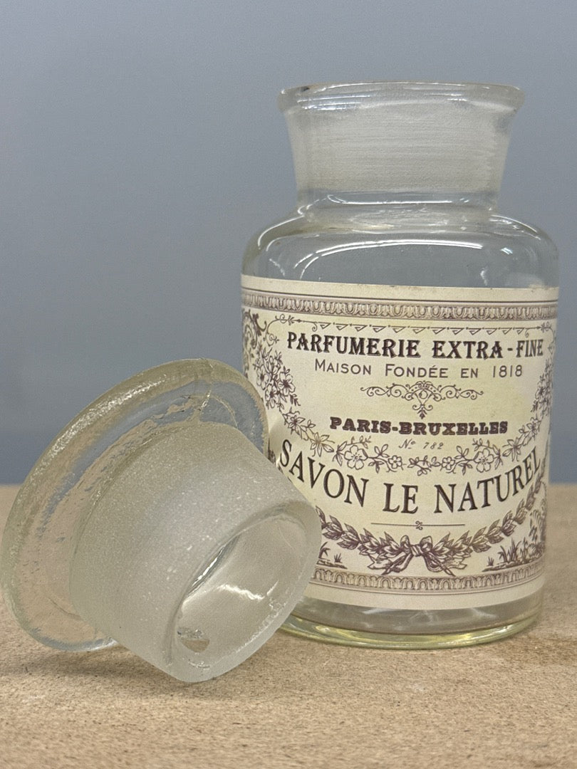 Flacon en verre – Savon Le Naturel – Décoration – Pot apothicaire transparent