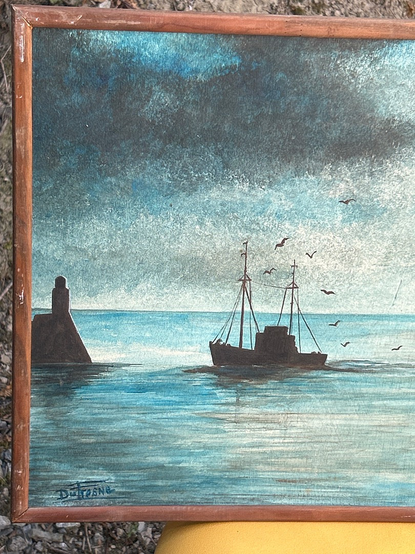 Tableau – Dufresne – Peinture – Marine et bateaux bleu