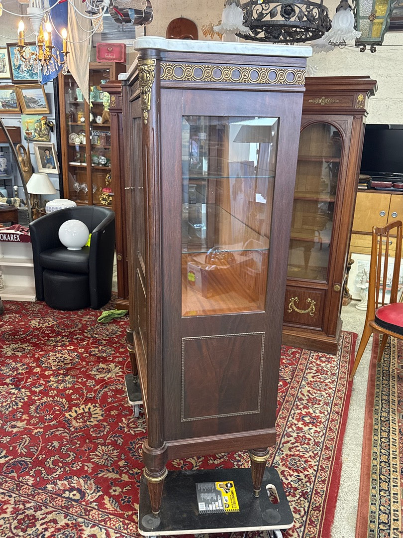 Vitrine ancienne bois marbre – Meuble vintage