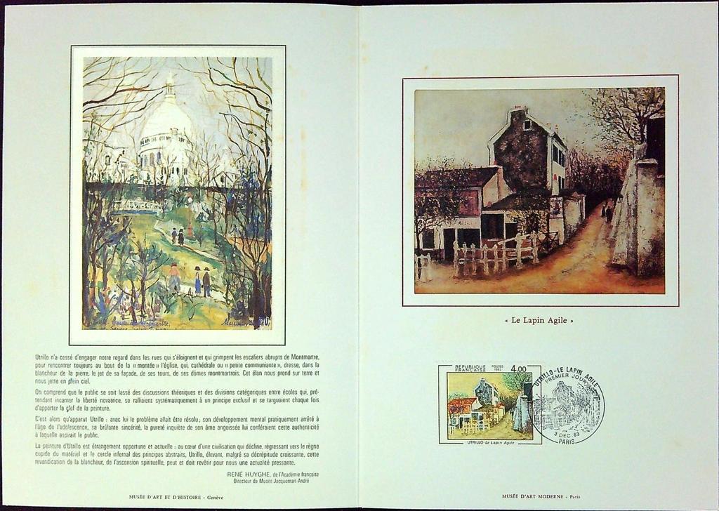 Maurice Utrillo Enveloppe Dépliant Timbre 1er jour Encart Fdc Yvert et Tellier