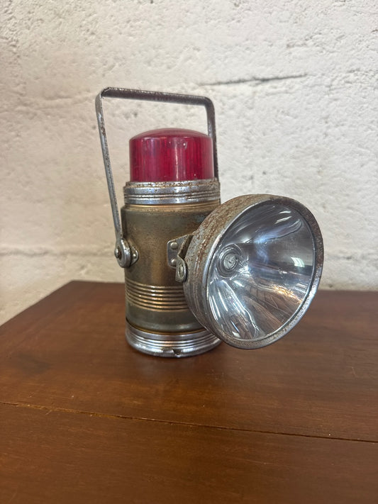 Lampe torche vintage – Métal et Dôme en plastique rouge