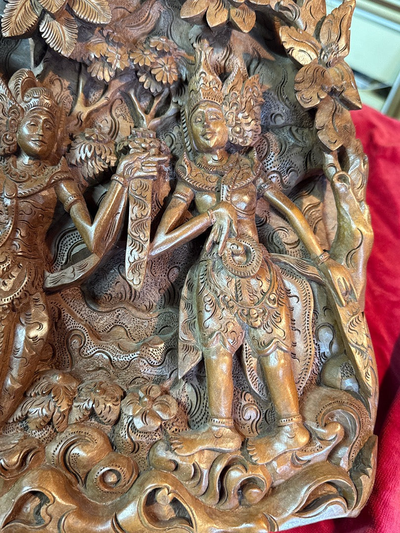 Panneau bois sculpté – Bali – Décoration – Danseurs