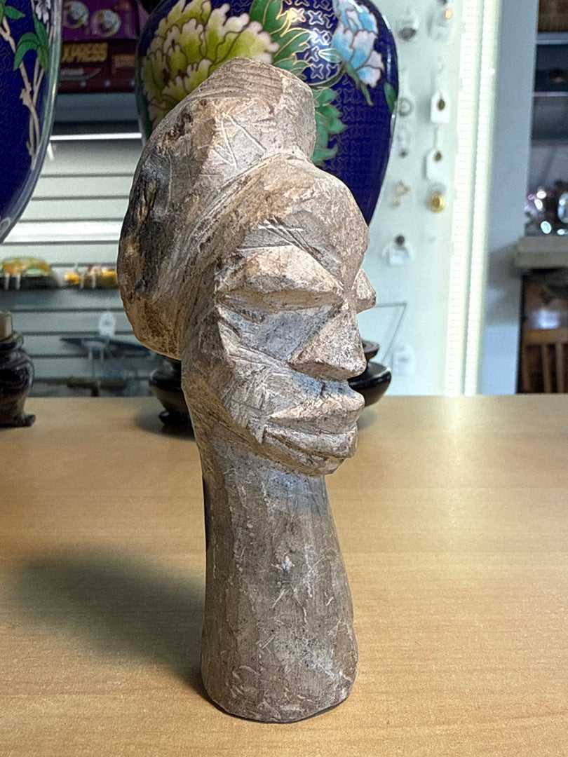 Buste en pierre – Art africain – Décoration – Visage sculpté main