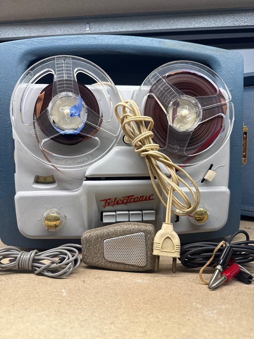 Magnétophone – Telecronic – Boîte – Vintage bleu gris