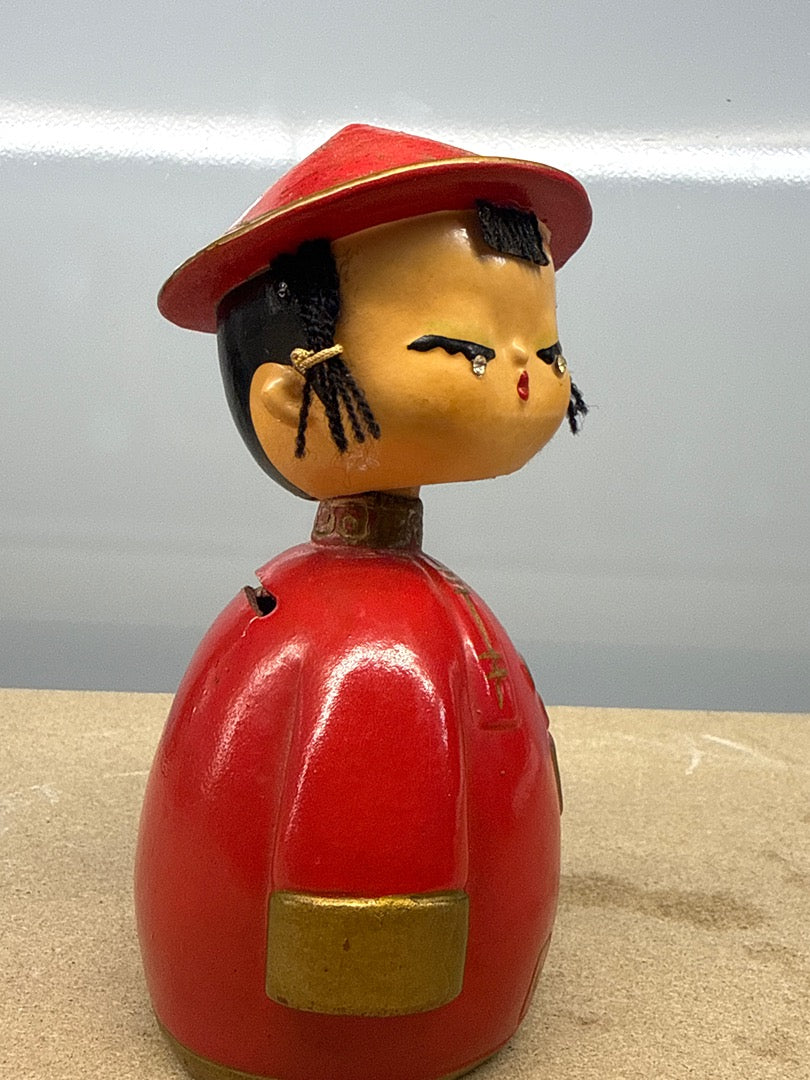 Tirelire – Vintage – Bibelots – Figurine Chinoise Rouge