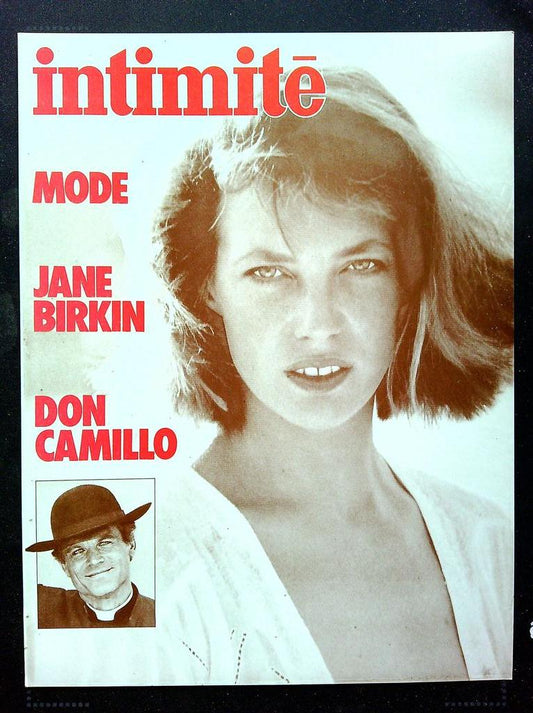 Affiche de Kiosque Plv Promo magazine Intimité Jane Birkin Mode Don Camillo