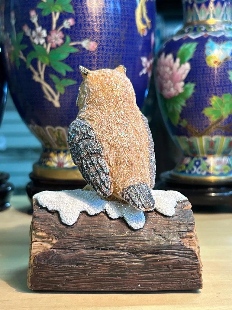 Statuette sculpté Chouette / Hibou poser sur une branche
