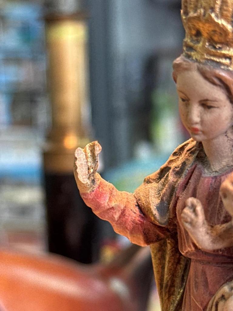 Statuette – Vierge Marie À L'enfant – Sculpture En Bois