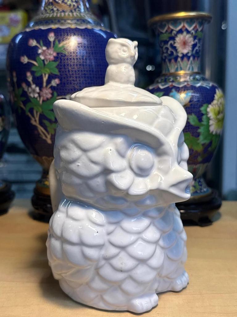 Théière Hiboux Céramique Porcelaine Blanc