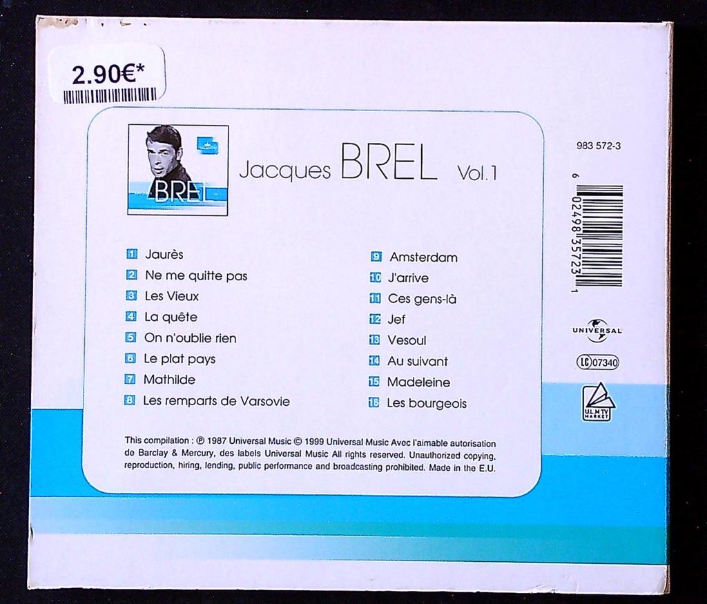 Cd – Jacques Brel – Vol. 1 – Compilation Talents