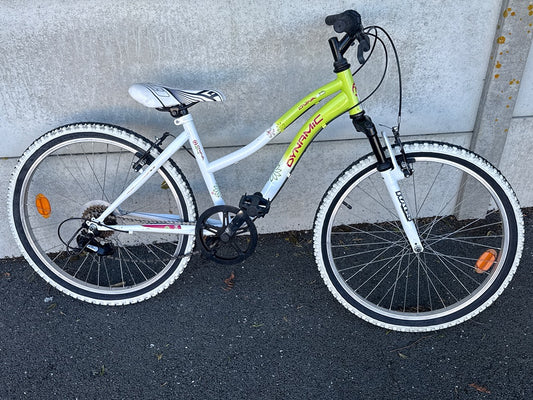 Velo tout terrain fille Dynamic blanc vert
