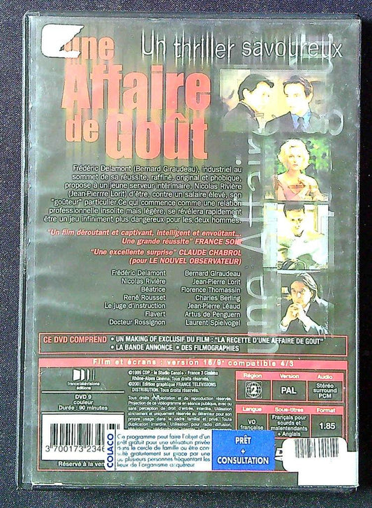Dvd Une Affaire de Goût – Bernard Rapp – Divertissement – Thriller savoureux