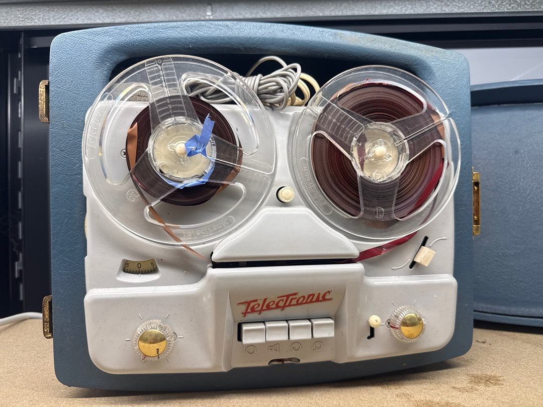 Magnétophone – Telecronic – Boîte – Vintage bleu gris