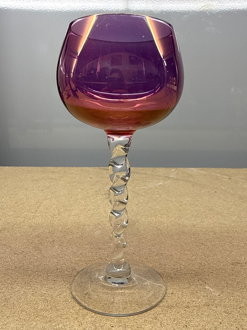 Service de 6 verres à pied – Style Roemer – Service de verres – Multicolores à pied torsadé
