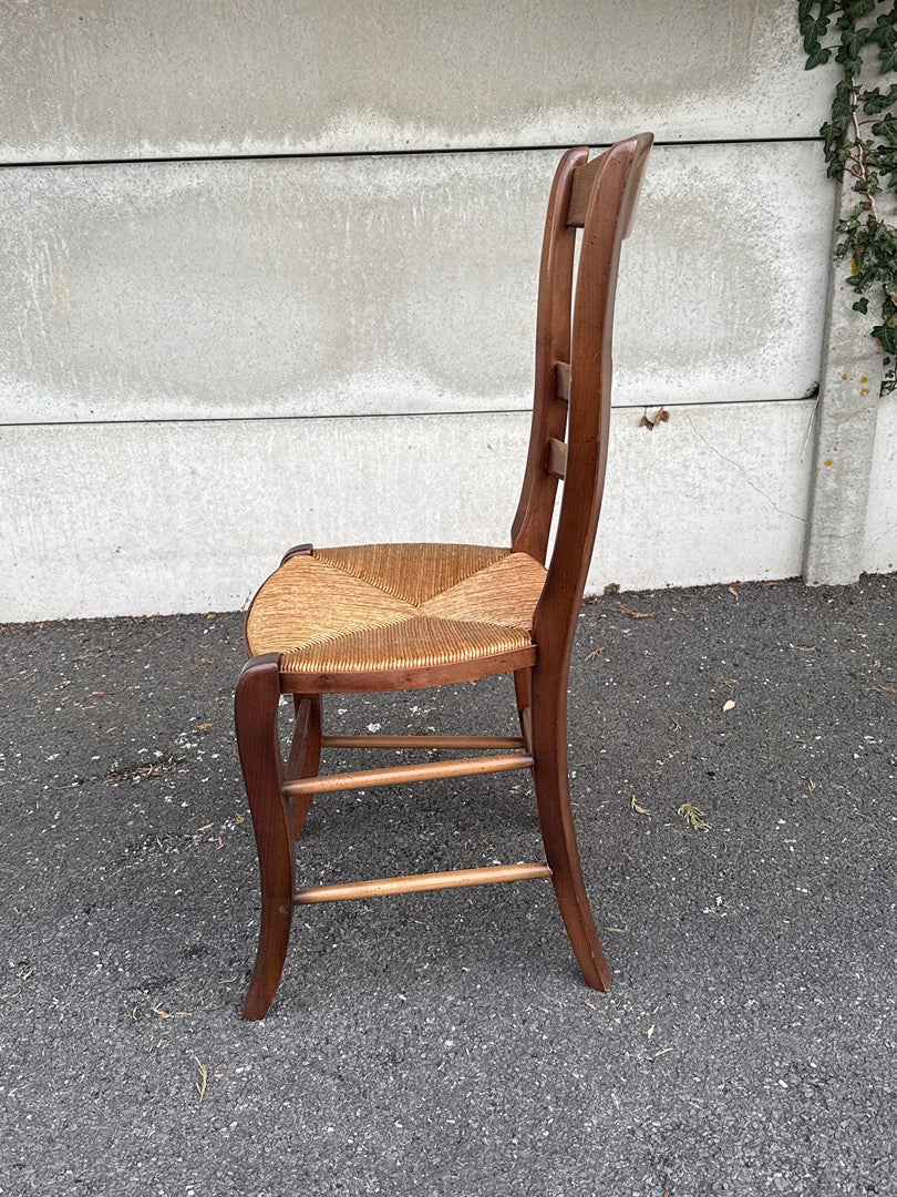 Lot de 6 chaises en bois et paille style rustique