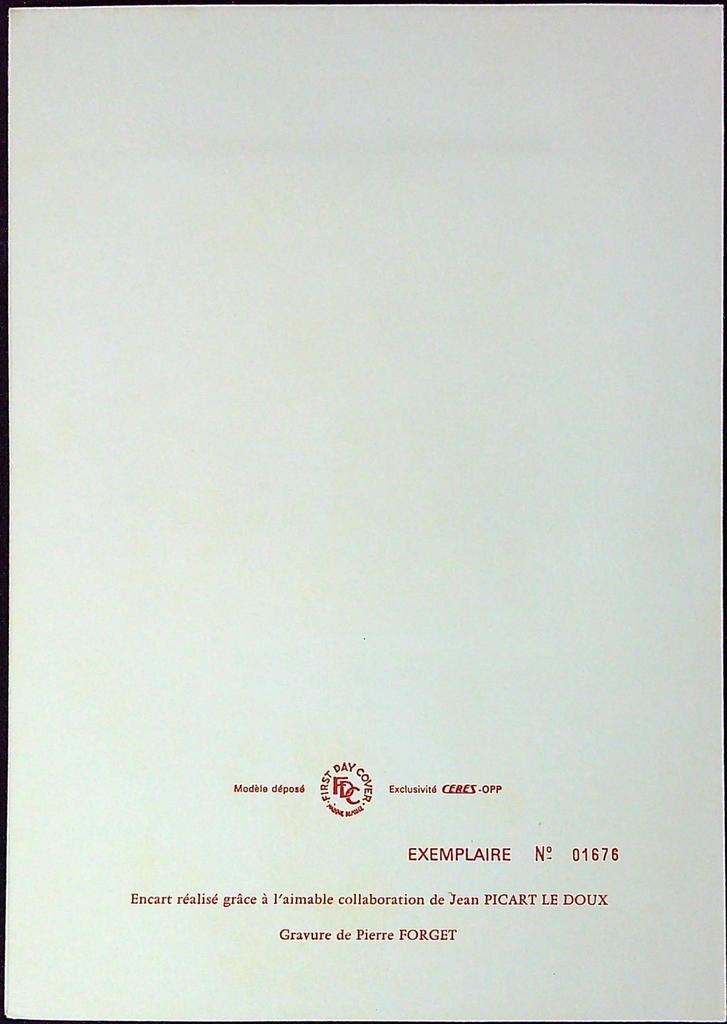 Jean Picart Le Doux Enveloppe Dépliant Timbre 1er jour Encart Fdc Yvert et Tellier