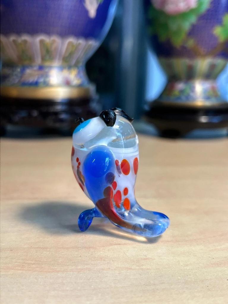 Statuette sculpté Chouette / Hibou en verre couleur vive