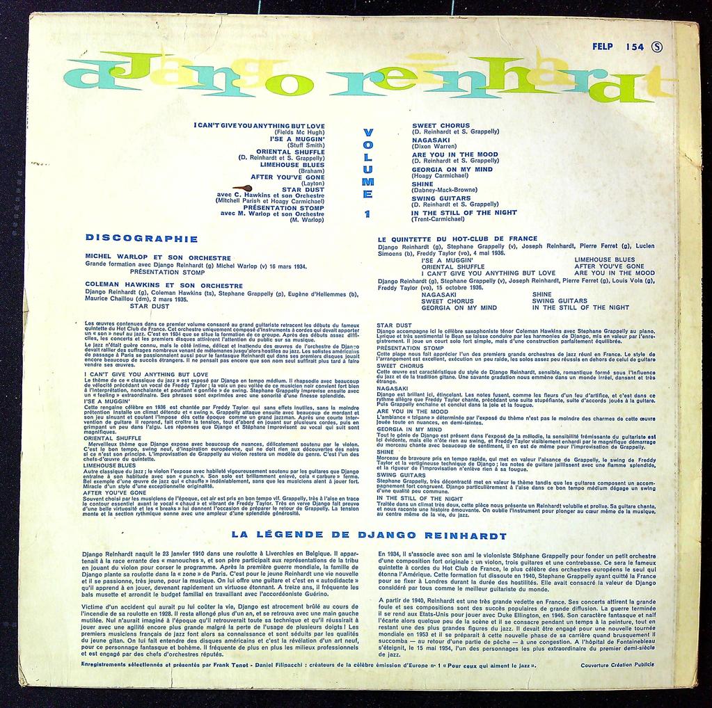 Disque vinyle – Django Reinhardt Vol. 1 – Vinyle – Jazz